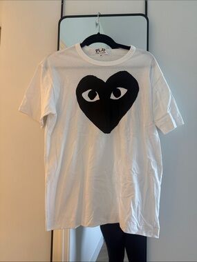 Comme des Garçons PLAY White Tee with Black Heart Eyes